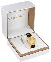 Versace Women's Swiss Black Leather Strap Watch 38mm