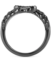 Disney Enchanted Vault Maleficent Wing Black Diamond Ring (1/4 ct. t.w.) in Black Rhodium-Plated Sterling Sliver