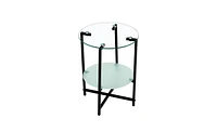 Slickblue 2-Piece Clear Tempered Glass End Table Set for Modern Living Room Decor