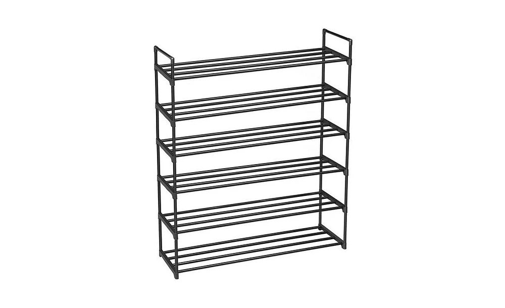 Slickblue 6-Tier Black Shoe Rack Tower Shelf Organizer for Bedroom, Entryway, Hallway, and Closet Storage