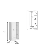 Depot E-Shop Toccoa Armoire with 1-Drawer and 4-Tier Open Shelves, White