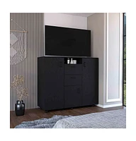 Milano Double Door Cabinet Dresser, Two Drawers, Four Interior Shelves, Rod, Black