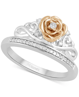 Disney Enchanted Vault Diamond Belle Rose Tiara Ring (1/10 ct. t.w.) in Sterling Silver & 14k Rose Gold-Plated Sterling Silver