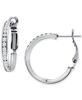 Giani Bernini Cubic Zirconia (8-1/2 ct. t.w.) Medium Hoop Earrings in Sterling Silver, 1.18", Exclusively at Macy's