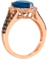 Le Vian Deep Sea Blue Topaz (4-3/4 ct. t.w.) & Diamond (1/2 ct. t.w.) Pear-Shape Statement Ring in 14k Rose Gold