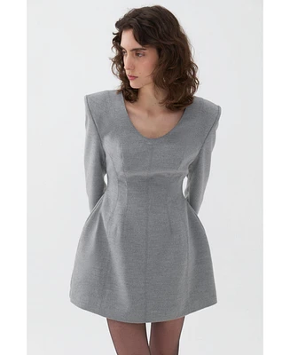 Nocturne Women's Padded Shoulder Long Sleeve Minidress