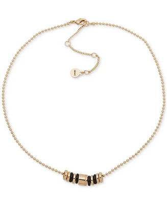 Dkny Gold-Tone Logo Rondelle Bead Statement Necklace, 16" + 3" extender