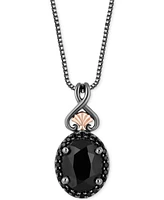 Disney Enchanted Vault Onyx & Black Diamond (1/10 ct. t.w.) Ursula Pendant in Necklace Black Rhodium-Plated Sterling Silver & 14k Rose Gold, 16" + 2"