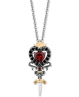 Disney Enchanted Vault Onyx & Black Diamond (1/10 ct. t.w.) Ursula Pendant in Necklace Black Rhodium-Plated Sterling Silver & 14k Gold, 16" + 2" exten