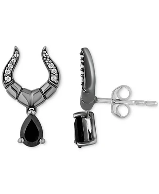 Disney Enchanted Vault Onyx and Diamond (1/10 ct. t.w.) Maleficent Earrings in Black Rhodium-Plated Sterling Silver