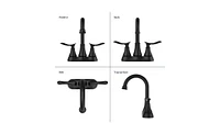 Slickblue Bathroom Faucet with Pop-Up Drain & Supply Hoses, 2-Handle 360-Degree High Arc Swivel Spout, 6-Inch Centerset Vanity Sink Faucet