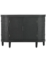 Slickblue Accent Storage Cabinet with Antique Pattern Doors - Wooden Sideboard for Hallway, Entryway, and Living Room