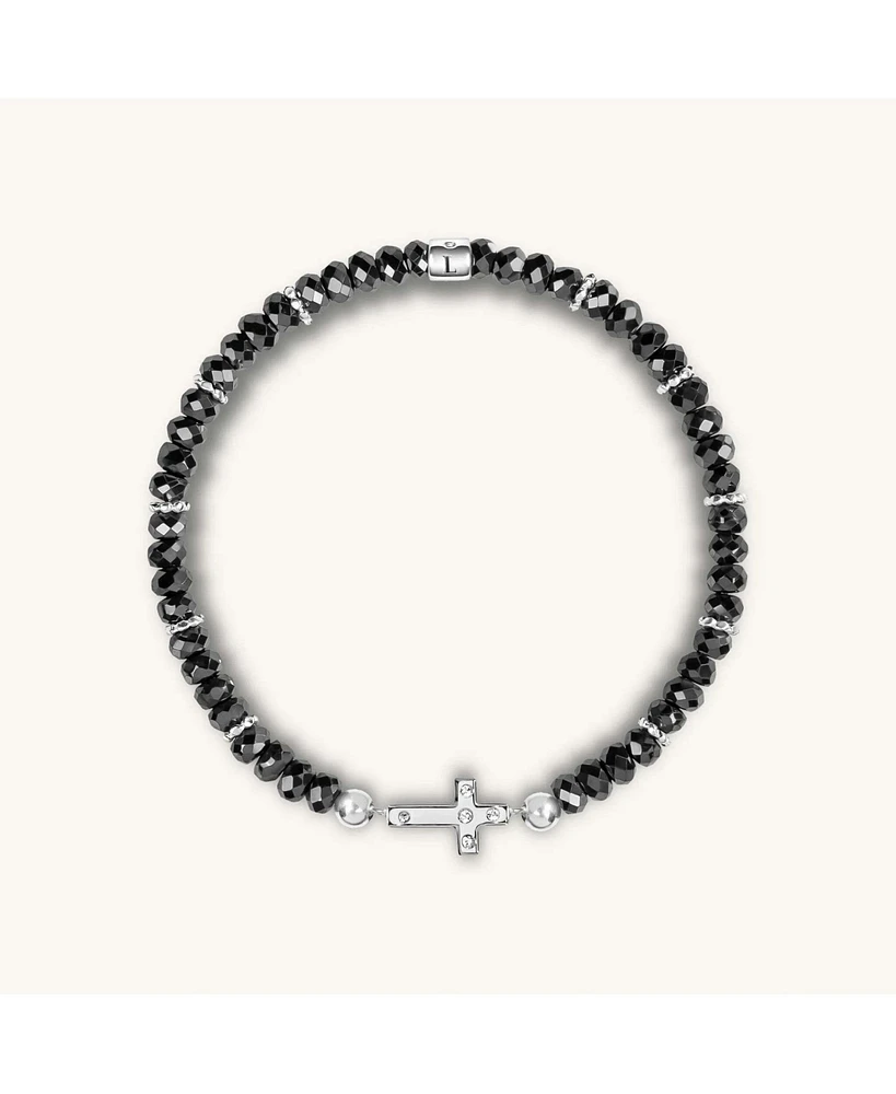 Karma and Luck Grounded In Faith - Hematite Cross Bracelet