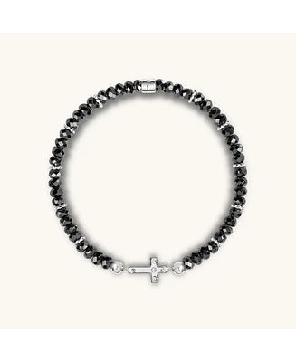 Karma and Luck Grounded In Faith - Hematite Cross Bracelet