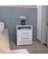 Depot E-Shop Leyva Nightstand with 2 Drawers and 1 Shelf, White