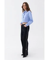 Nocturne Women's Double Collar Cotton Button-Up Shirt