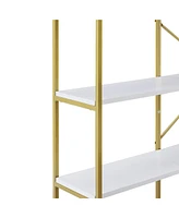 Slickblue 74.8-Inch 5-Tier Office Bookcase with Gold X-Bar Frame