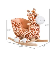 Slickblue Soft Brown Baby Rocking Horse – Giraffe Design with Sounds for Toddlers