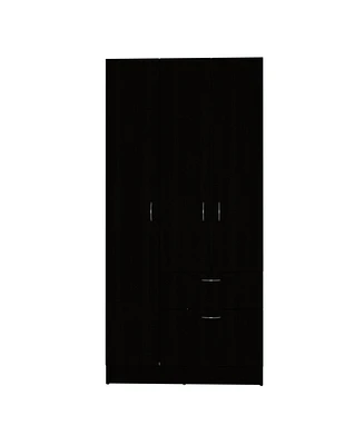 Depot E-Shop Cartagena Armoire, One Drawer, Metal Rod, Five Shelves, Double Door Cabinet, Black / White