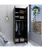 Depot E-Shop London Armoire, Two Shelves, Rod, Double Door Cabinet Armoire, Black