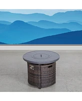 Mondawe 25" H x 32" W Aluminum Outdoor Fire Pit Table with Lid(Espresso)