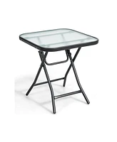 Sugift 18 Inch Square Patio Bistro Table with Rustproof Frame