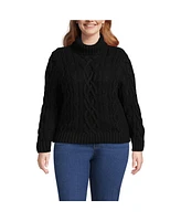 Lands' End Plus Drifter Cable Turtleneck Sweater