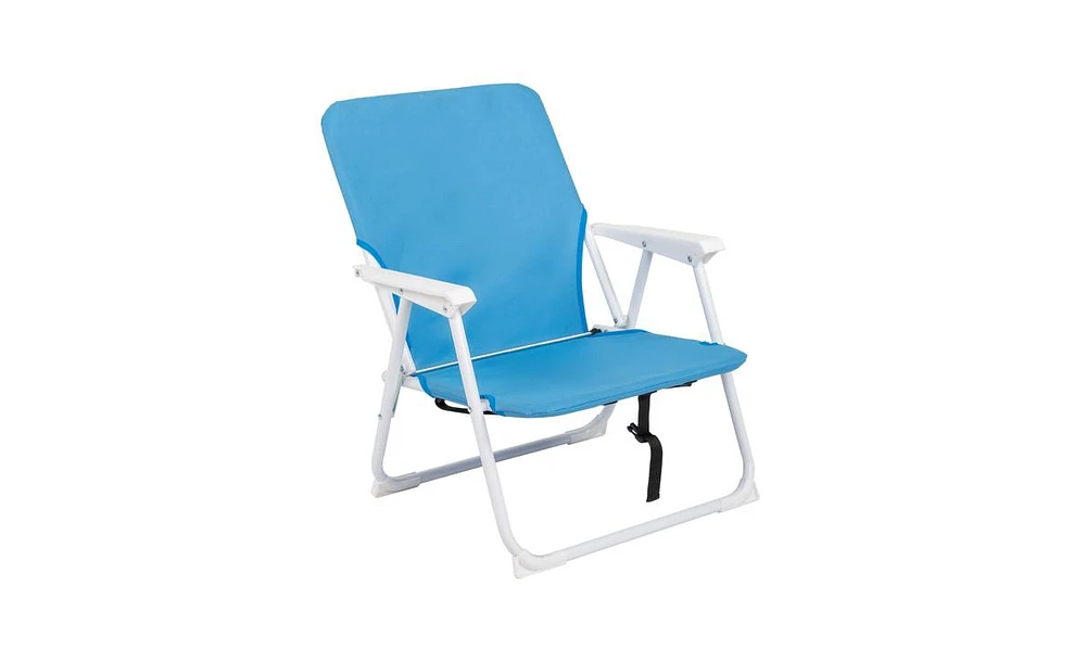 Load-Bearing 100kg Blue Oxford Cloth Beach Chair – Lightweight White Iron Frame Folding Chair