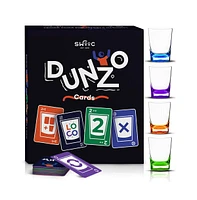 Swooc Dunzo - Drinking Version of Classic Card Game with 4 Unbreakable Shot Glasses - Draw 2, Skip, Reverse, Get Loco