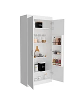 Depot E-Shop Chad Pantry Double Door Cabinet, Five Shelves,Three Interior Door Shelves, White