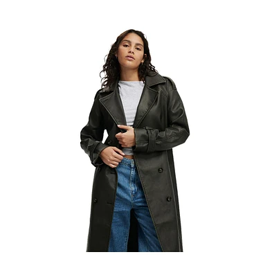 Cotton On Women's Chicago Faux Leather Trench Coat