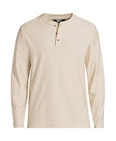 Lands' End Men's Long Sleeve Textured Herringbone Henley