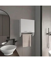 Huslia Medicine Cabinet with 2 Shelves and Doors, Black Wengue