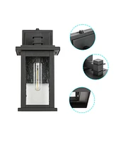 Flynama 1-Light Black Not Motion Sensing Dusk to Dawn Outdoor Hardwired Wall Lantern Sconce with No Bulbs Included