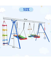 Slickblue Kids 5-in-1 Outdoor Swing Set – Multifunctional Playground Set for Backyard Fun