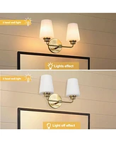 Flynama 2-Light White Plus Gold Bathroom Vanity Light with Shade