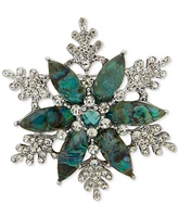 Anne Klein Silver-Tone Blue Stone & Crystal Marquise Snowflake Pin