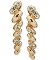 Anne Klein Gold-Tone Crystal Pave Sculptural Braid-Look Drop Clip On Earrings