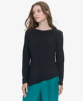 Halston Women's Long-Sleeve Asymmetric-Hem Top