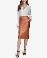 Halston Women's Sequin Pull-On Pencil Skirt