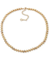 Anne Klein Gold-Tone Crystal Pave Sculptural Collar Necklace, 16" + 3" extender