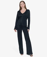 Halston Women's V-Neck Bell-Sleeve Blouse