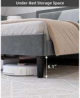 gaomon Upholstered Bed Frame With Adjustable Headboard - Modern Platform Bed Frame With Wood Slats Support - Easy Assembly