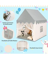 Hongge Kids Large Play Castle Fairy Tent with Mat-Beige