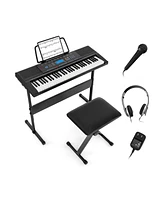 Hongge 61-Key Electronic Keyboard Piano Starter Set with Stand Bench and Headphones