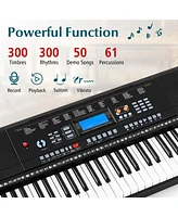 Hongge 61-Key Electronic Keyboard Piano Starter Set with Stand Bench and Headphones