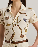 Lauren Ralph Petite Belting-Print Polo Shirt