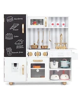 Hongge Pretend Play Kitchen for Kids with Real Sounds and Lights-White