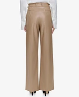 Halston Women's Faux-Leather Straight-Leg Pants