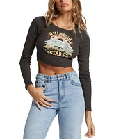 Billabong Juniors' Stars Your Eyes Crop Cotton Long-Sleeve T-Shirt